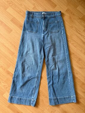 H&M Relaxed Wide-Leg Blue Denim Jeans